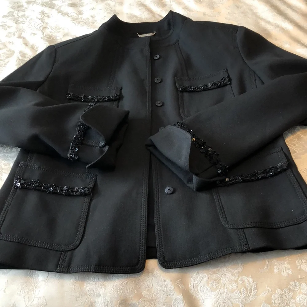 A.B. S. BY ALLEN SCHWARTZ HEAVY BLACK SUIT SIZE 10 BEADS ACCENT LINED NWOT#057 - Picture 7 of 16